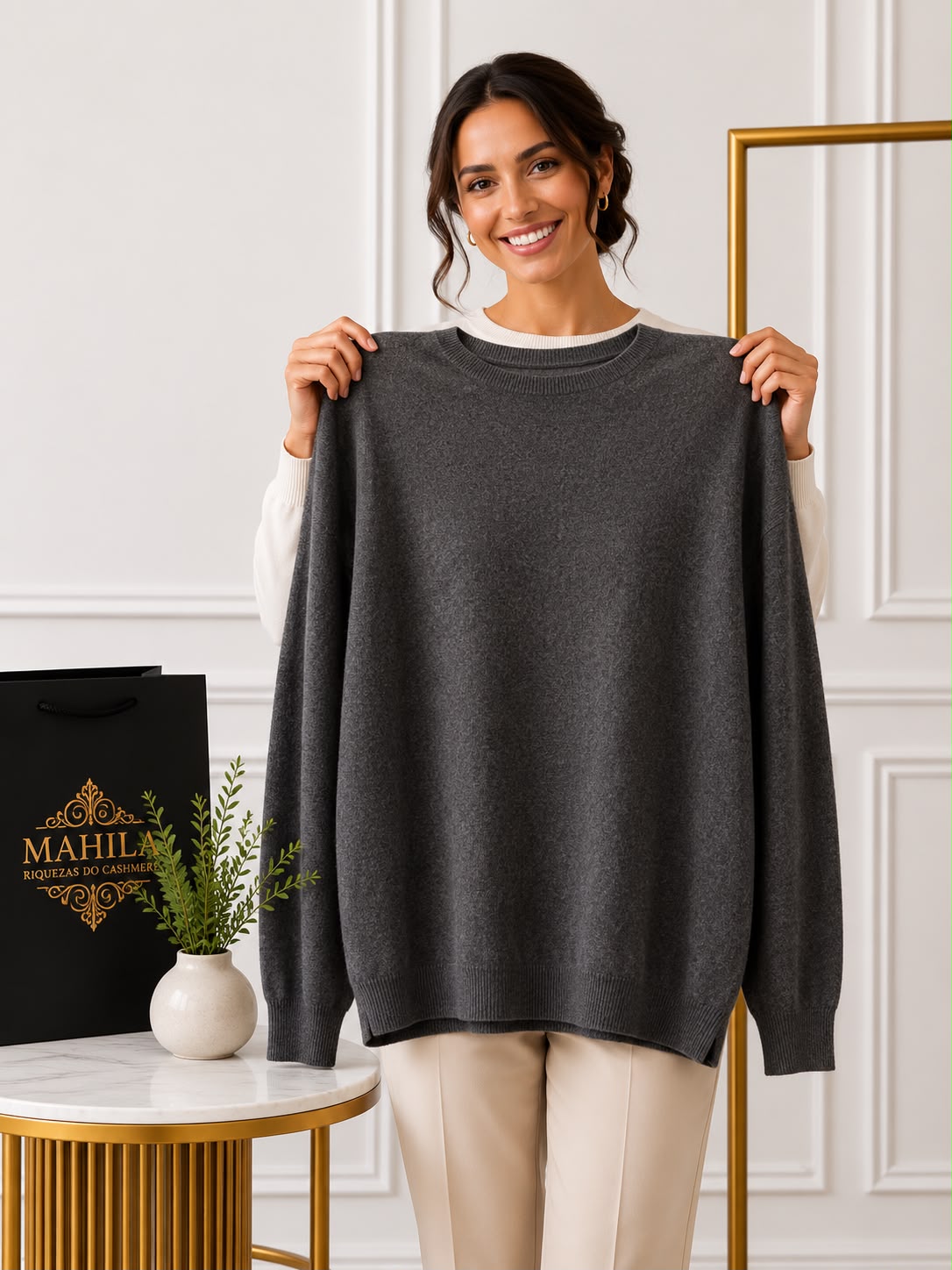 Suéter de Cashmere Gola Redonda
