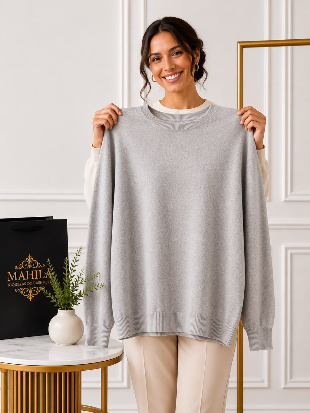 Suéter de Cashmere Gola Redonda
