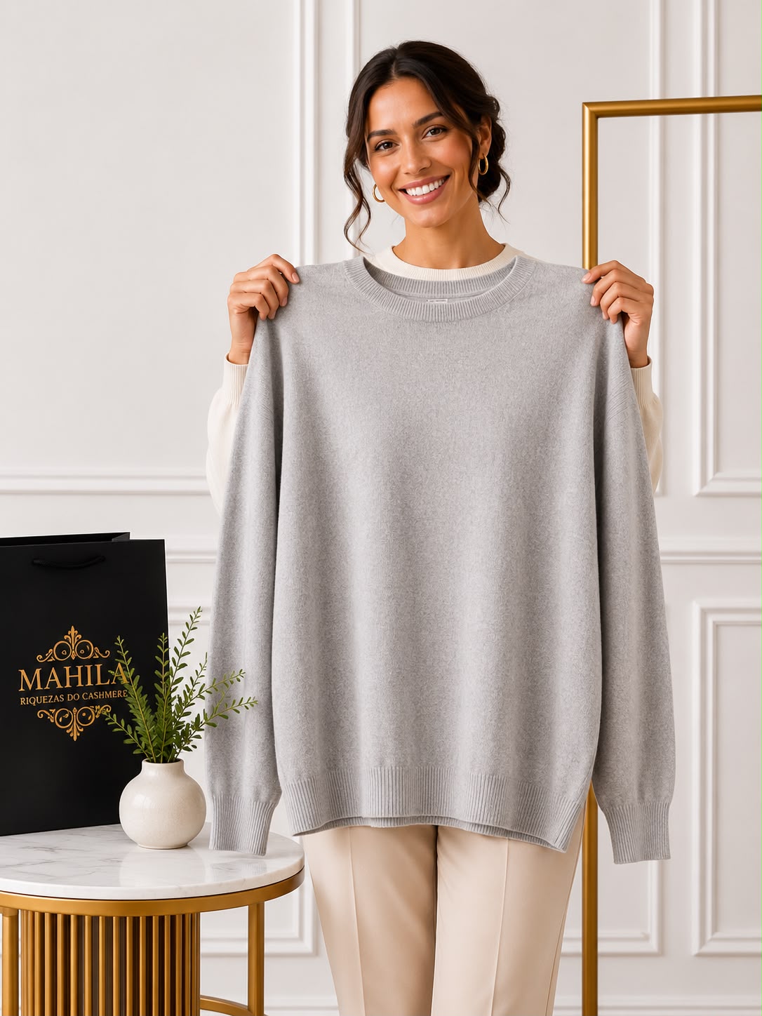 Suéter de Cashmere Gola Redonda
