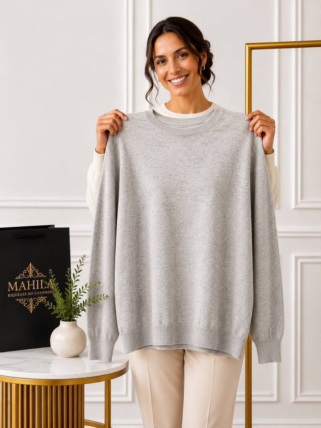 Suéter de Cashmere Gola Redonda