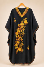 Kaftan Bordado – Preto Floral Dourado