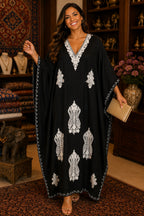 Kaftan Bordado – Preto Medalhão Creme