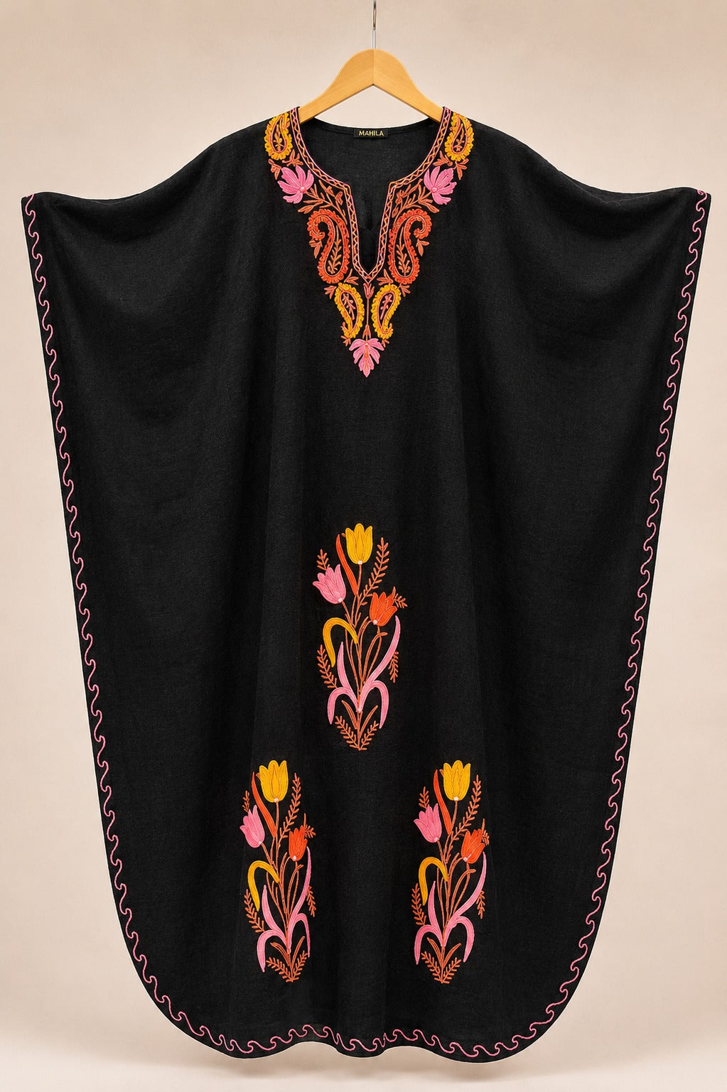 Kaftan Bordado – Preto Tulipa Paisley