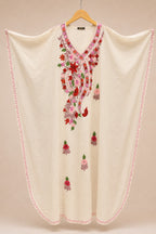 Kaftan Bordado – Creme Floral Rosa (A)