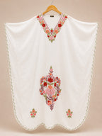 Kaftan Bordado – Creme Floral Rosa