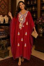 Kaftan Bordado – Vinho Floral Pavão
