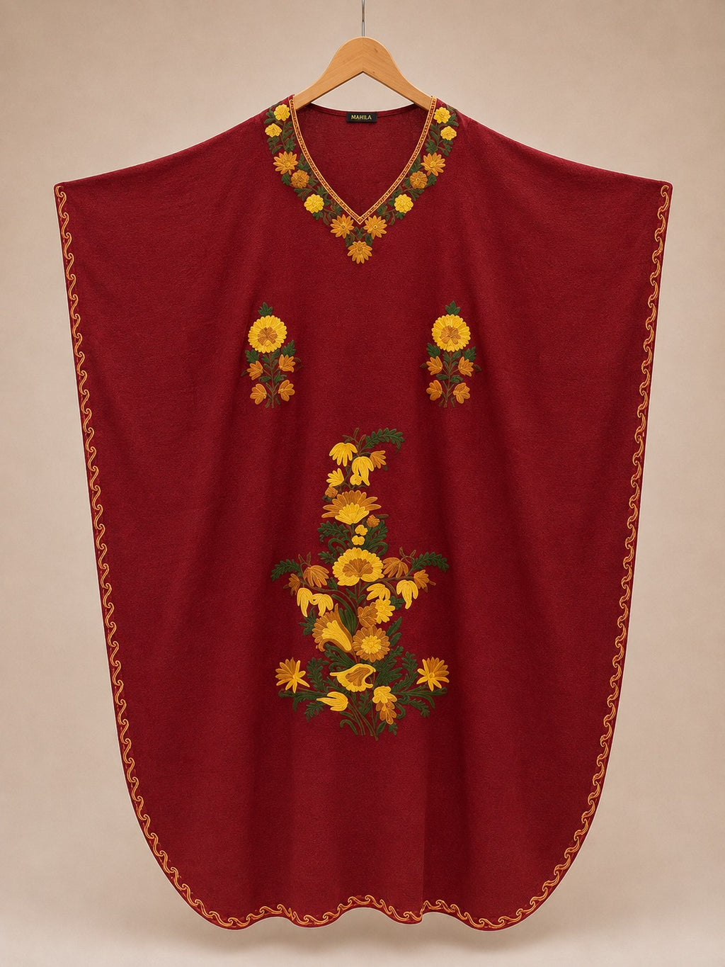 Kaftan Bordado – Vinho Floral Dourado
