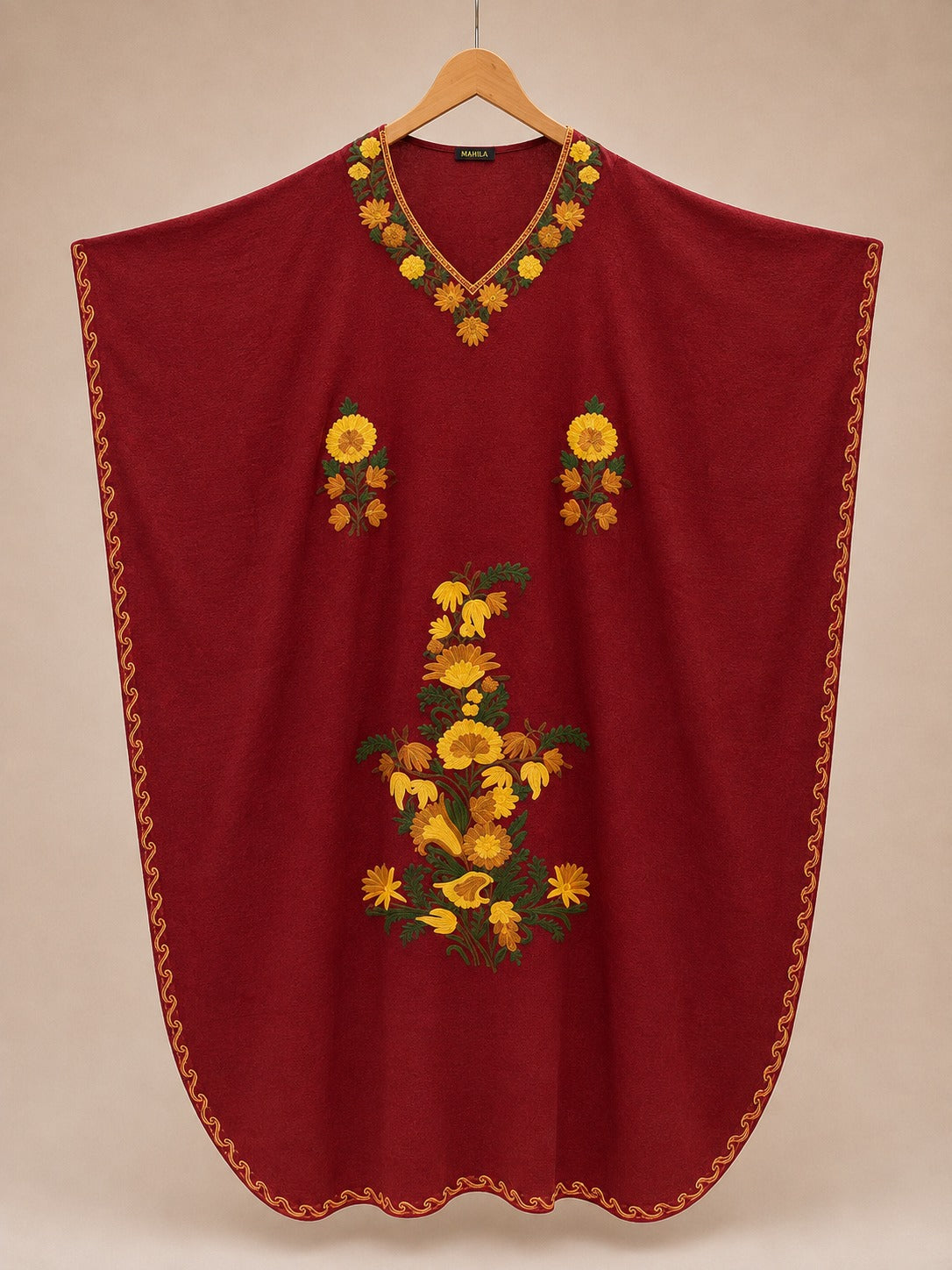 Kaftan Bordado – Vinho Floral Dourado