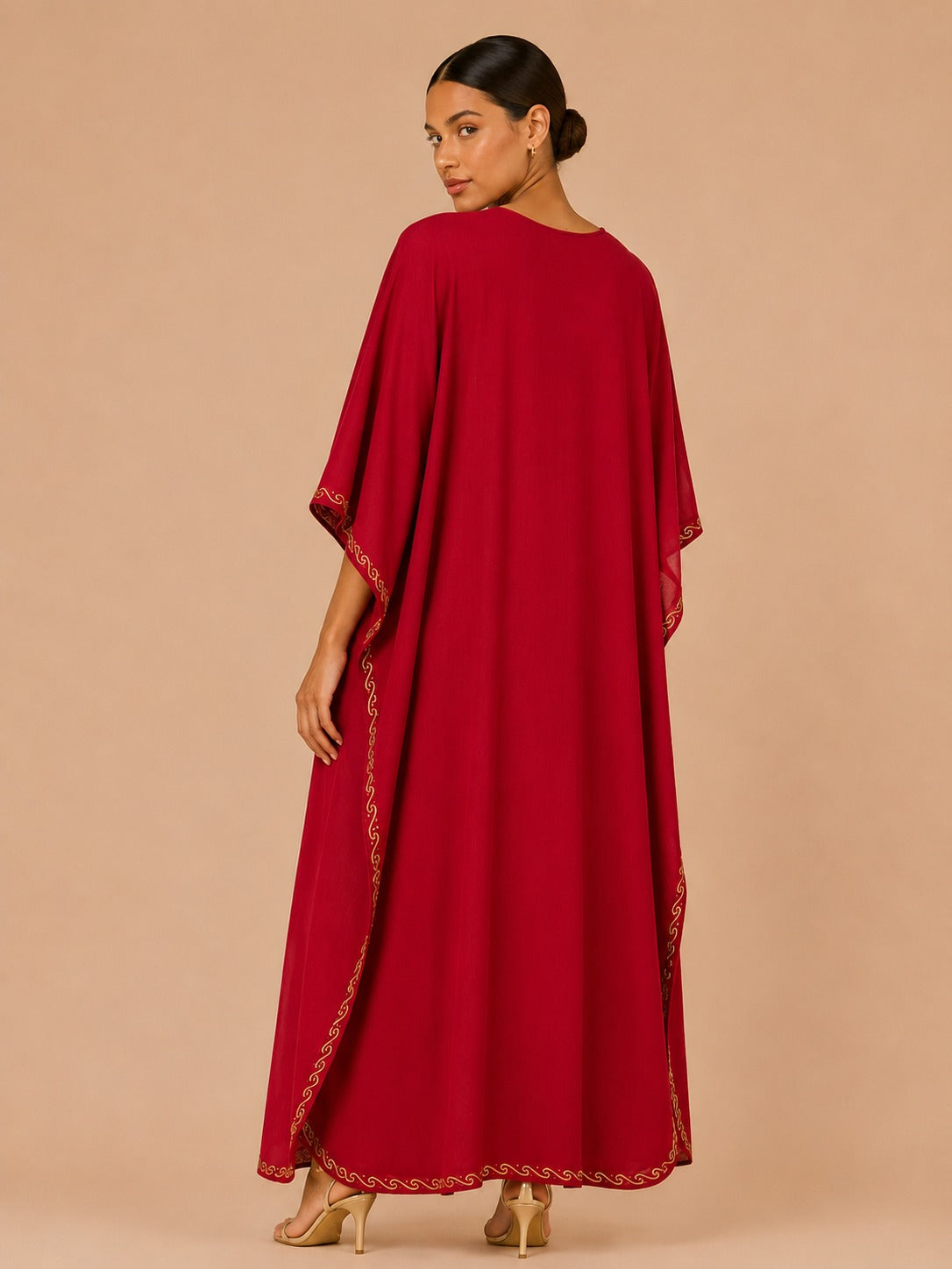 Kaftan Bordado – Vermelho Floral Coral