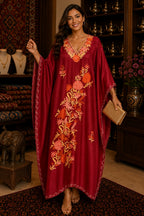 Kaftan Bordado – Vermelho Floral Coral