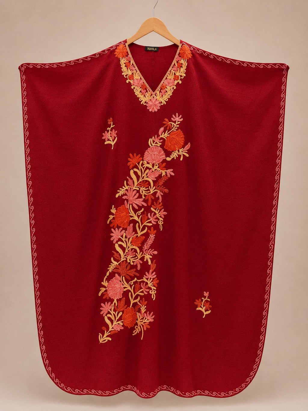 Kaftan Bordado – Vermelho Floral Coral